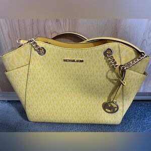 Yellow Leather Tote Bag